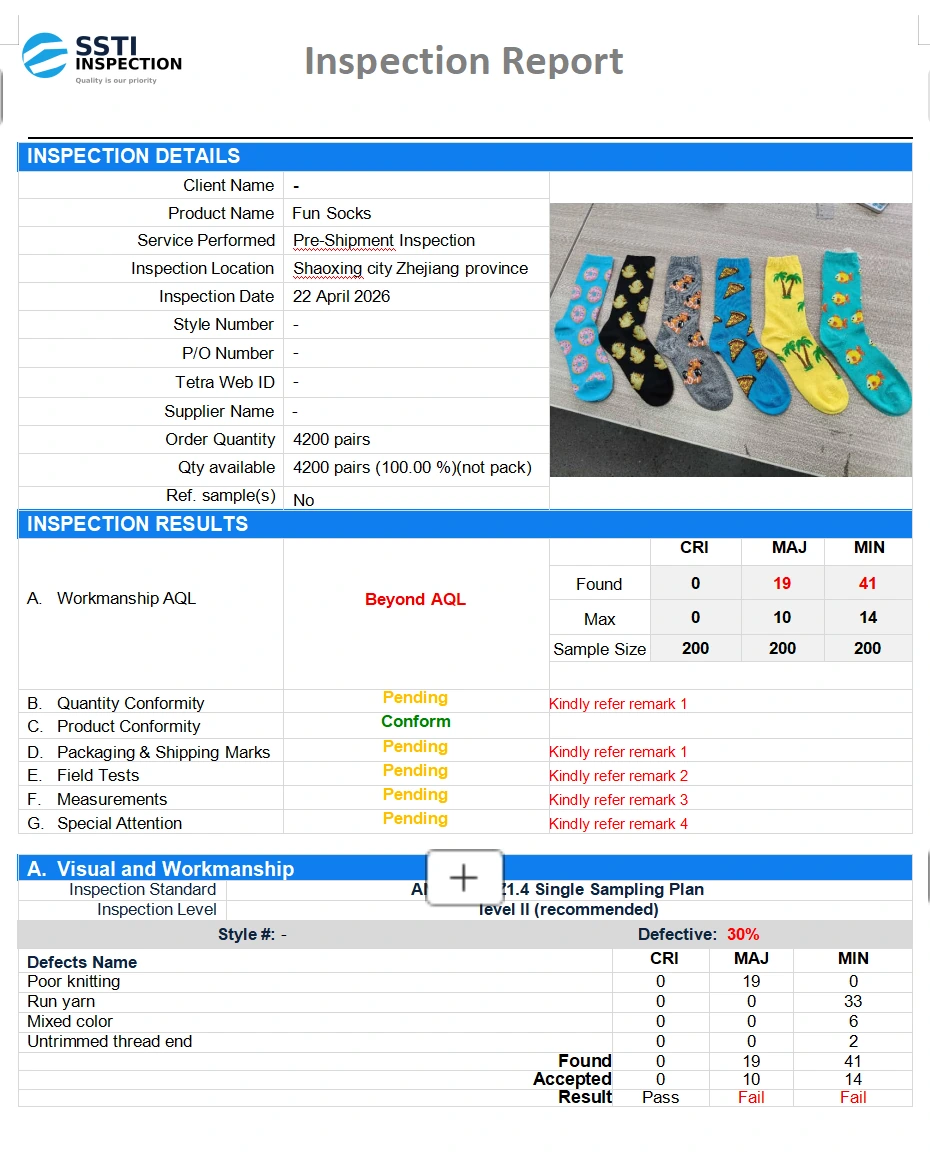 SSTI inspection report sample